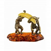 Handmade Monkeys With Banana Figure