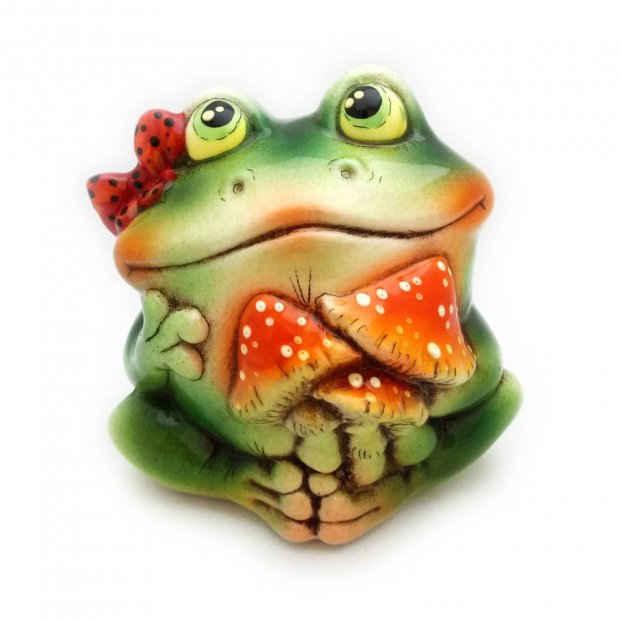 Frog With Fly Agarics Figure