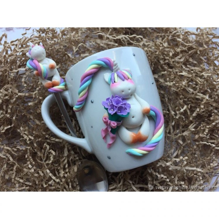 Handmade Romantic Unicorn Mug And Spoon