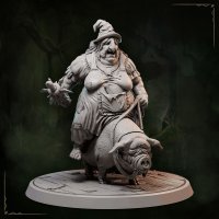 Witch Granny Agnes riding a pig Figure (Unpainted)