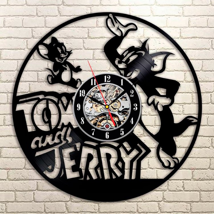 Handmade Tom and Jerry Vinyl Clock Wall