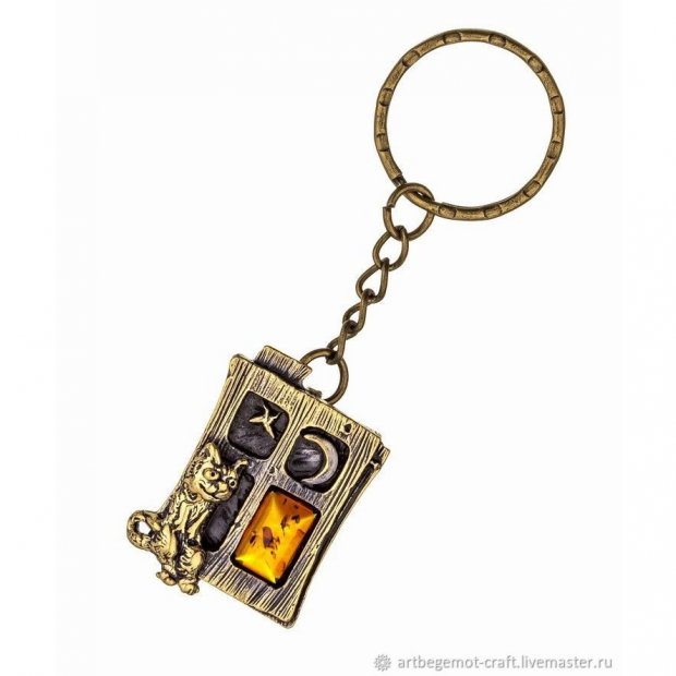 Cat On Window Keychain
