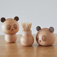 Cute Panda Shape Wood Toothpick Holder