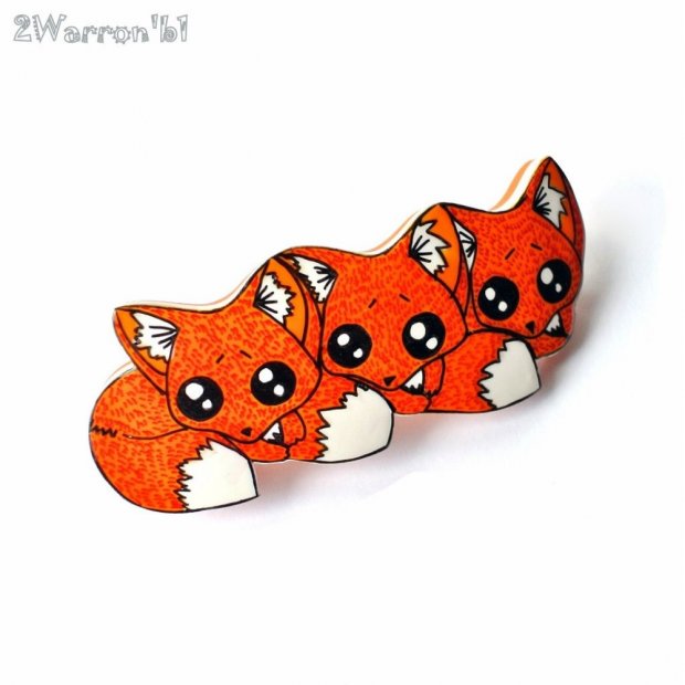 Three Little Foxes Barrette