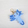 Hand-Knitted Axolotl Bag Charm (Blue Gold Buckle)