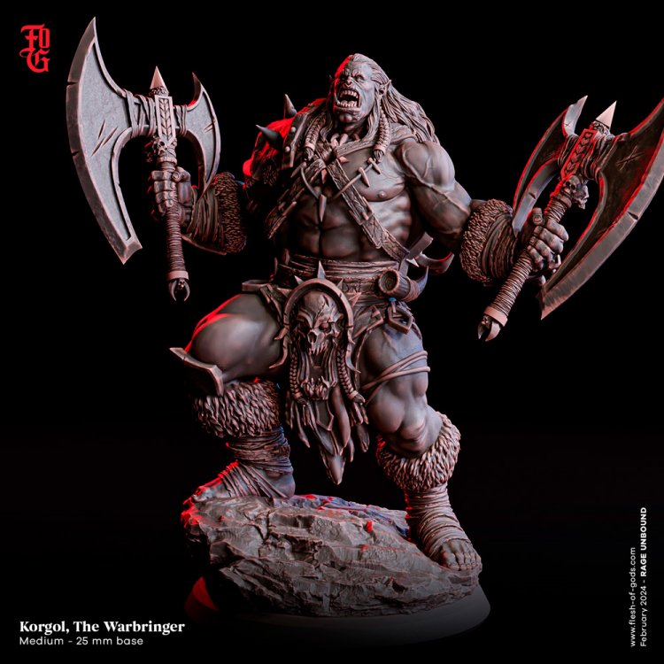 Korgol - The Warbringer, Orc Barbarian Figure (Unpainted)