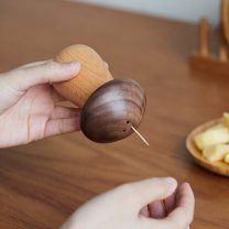 Mushroom Shape Wood Toothpick Holder