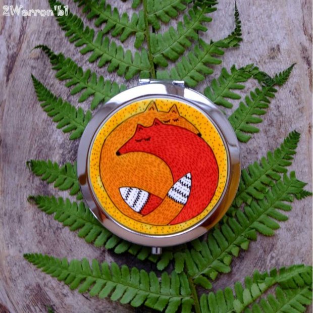 Sleeping Foxes Pocket Mirror