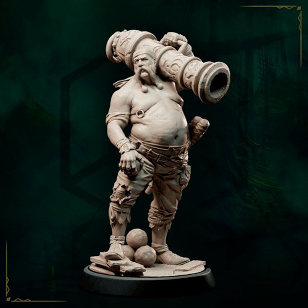 Pirate Gunner with a Cannon Figure (Unpainted)
