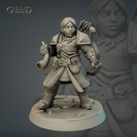 Female Dwarf Caravan with bow and horn Figure (Unpainted)