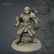 Female Dwarf Caravan with bow and horn Figure (Unpainted)