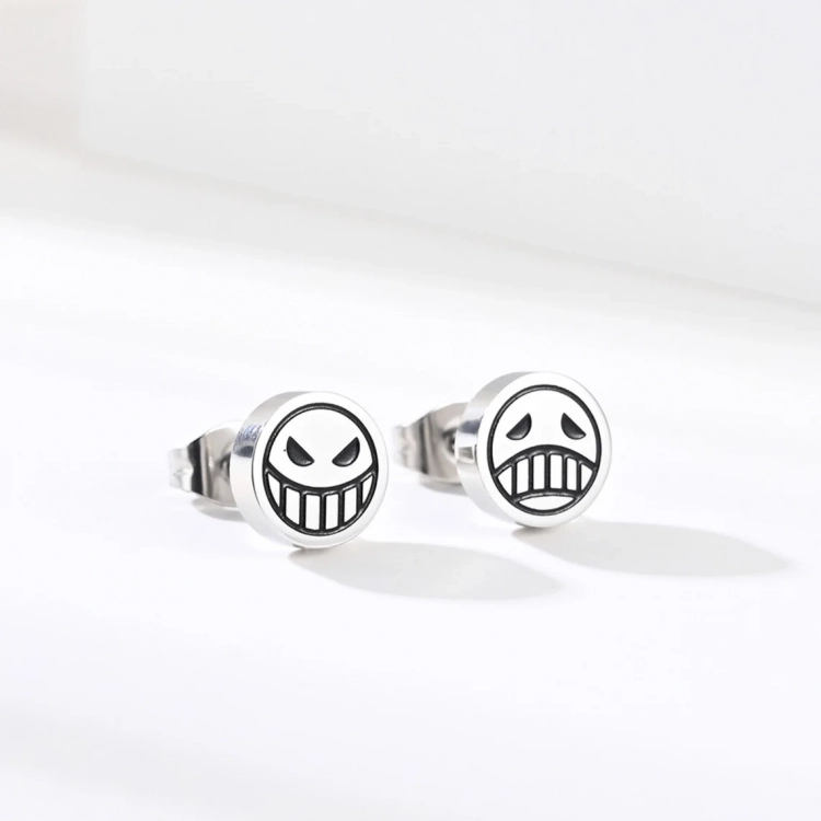 Smiling And Crying Face Stud Earring
