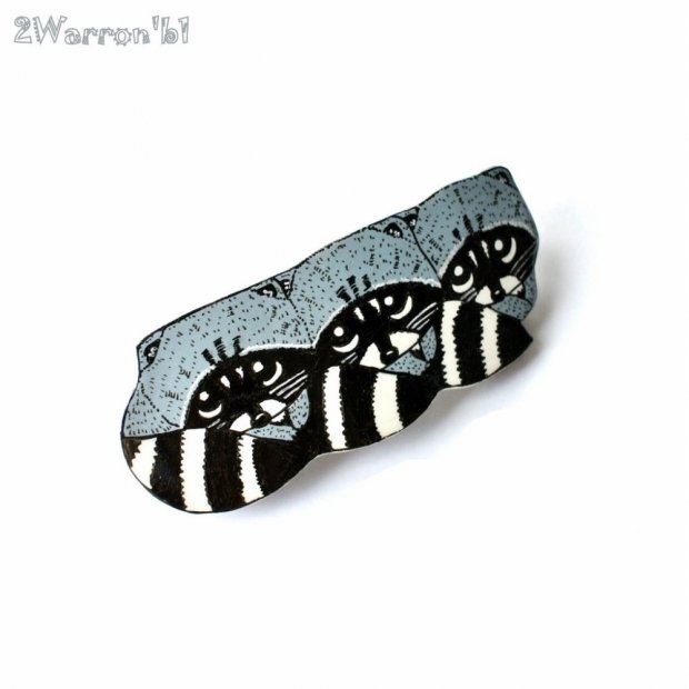 Three Racoons Barrette