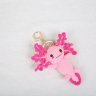 Hand-Knitted Axolotl Bag Charm (Pink Gold Buckle)