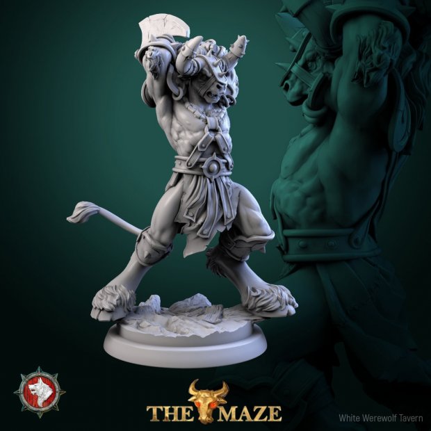 Minotaur raising an ax Figure (Unpainted)