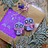 Owl in Scarf Earrings