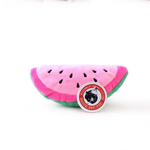 Plush Dog Toy (Pink sliced watermelon)