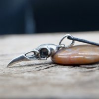 Handmade Raven Skull Pendant Necklace