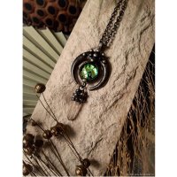 Green Moon Pendant Necklace