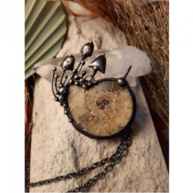 Mushroom Ammonite Necklace
