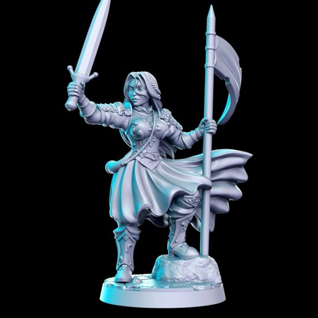 Warrior woman with sword and flag Figure (Unpainted)
