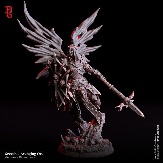 Greesha the Avenger, orc paladin Figure (Unpainted)
