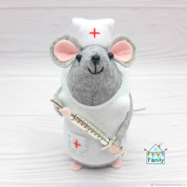 Mouse With Syringe Plush Toy