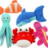 Squeaky Crinkle Plush Dog Toys (5 Pack) | Durable Chew Toys