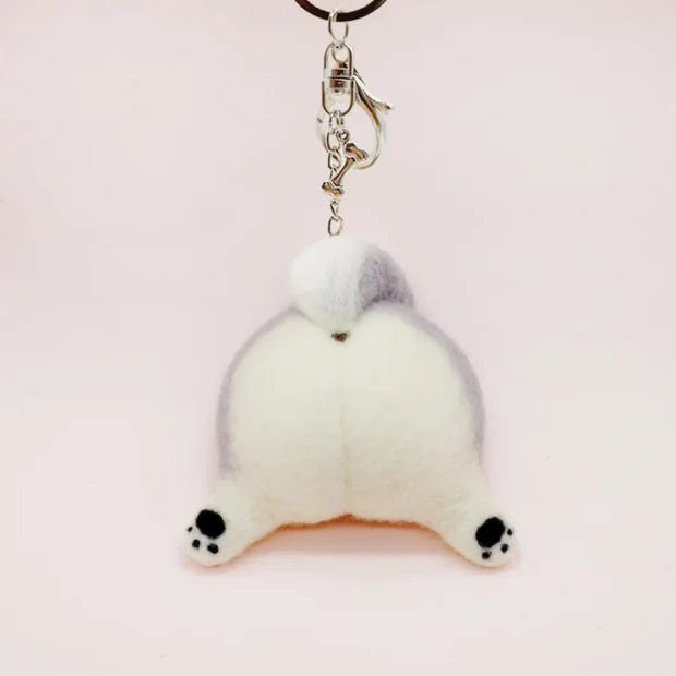 Husky Dog Ass Plush Keychain