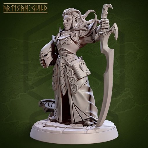 Eliora is the Dawn Bringer, an Elf Paladin Figure (Unpainted)